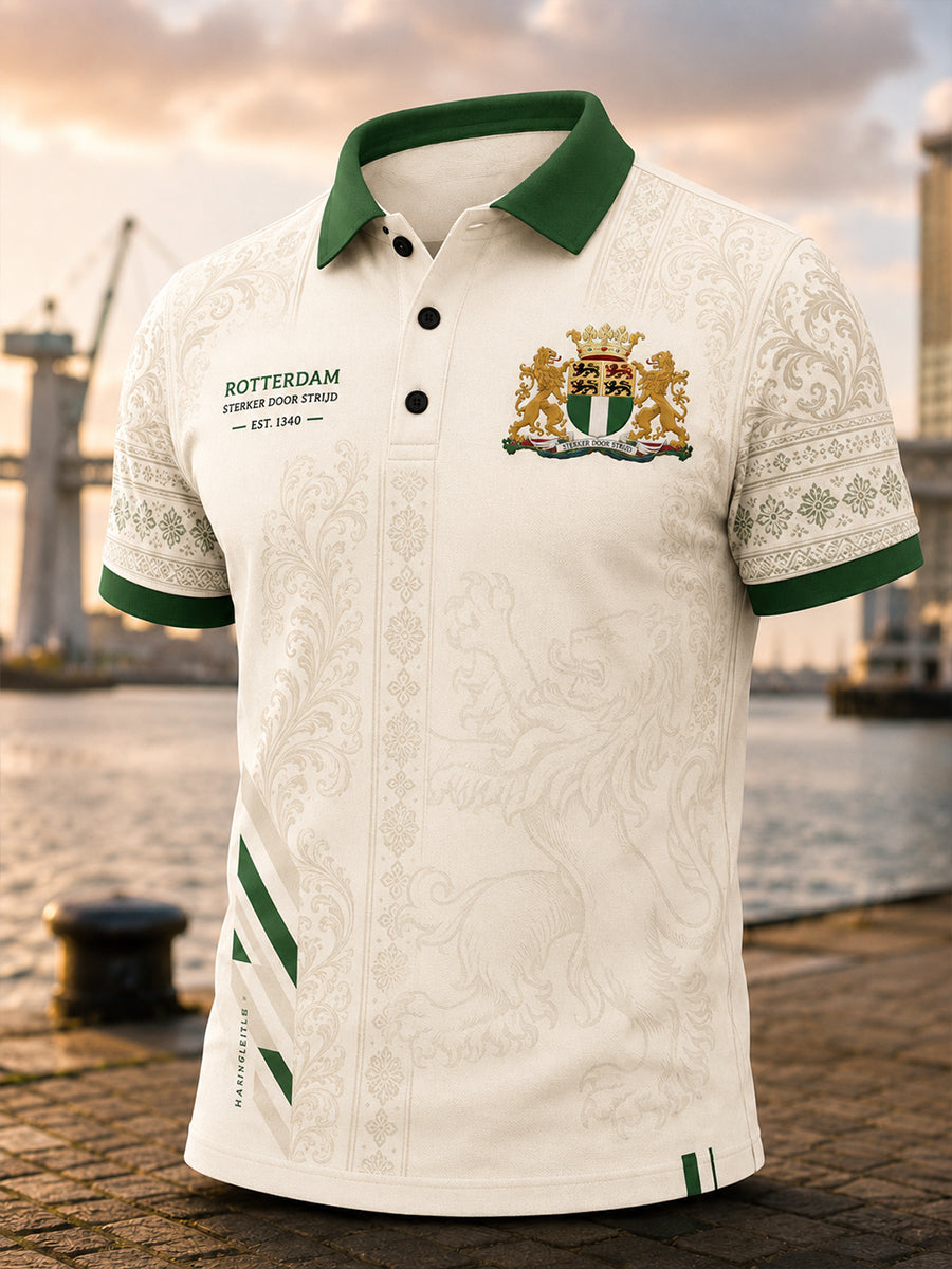 Herenpoloshirt met korte mouwen en stedelijke herdenkingsprint