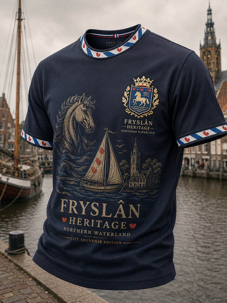 Heren T-shirt met korte mouwen met stedelijke herdenking grafische print