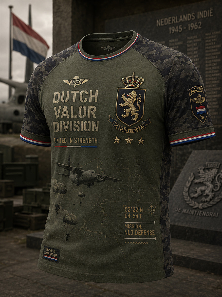 Heren-T-shirt met korte mouwen en camouflage- en militaire prints