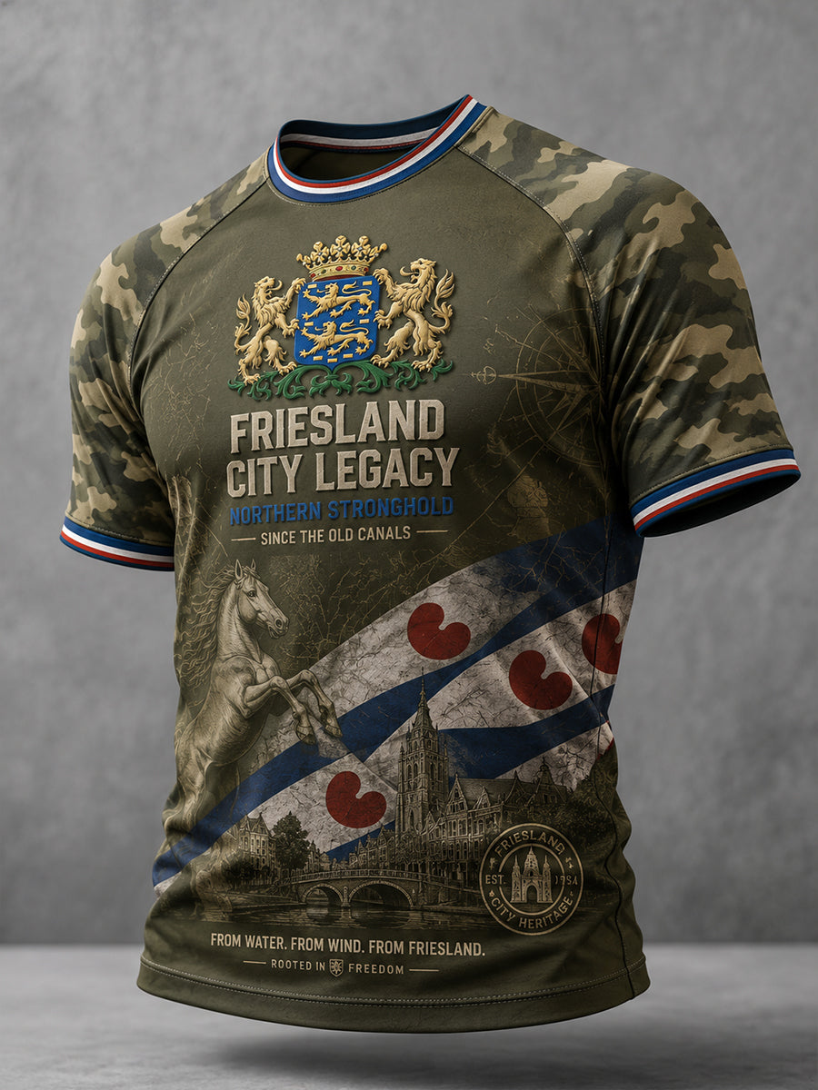 Heren korte mouw Raglan T-shirt met stedelijke herdenking grafische print
