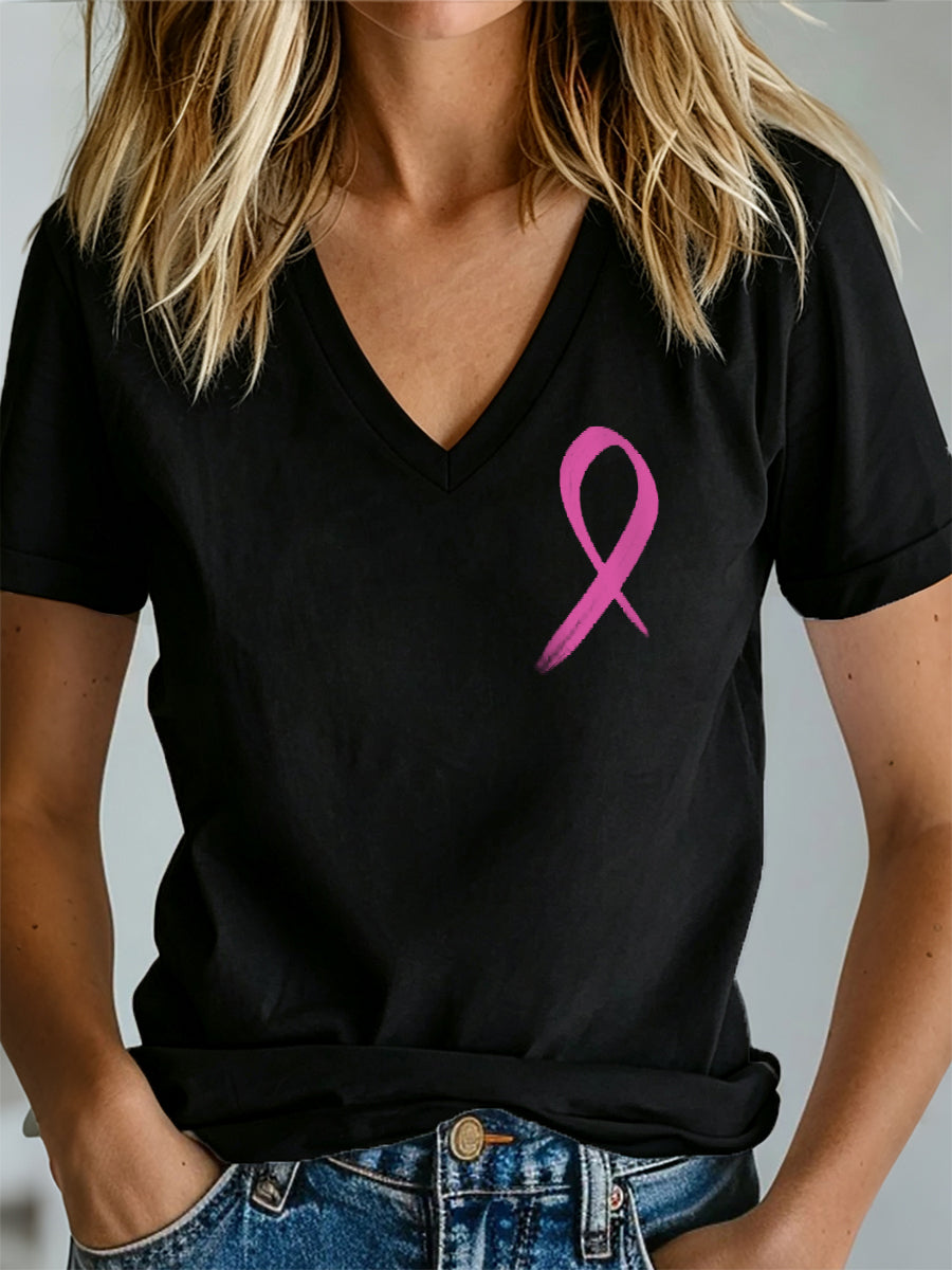 T-shirt met print ter bewustwording van borstkanker bij vrouwen