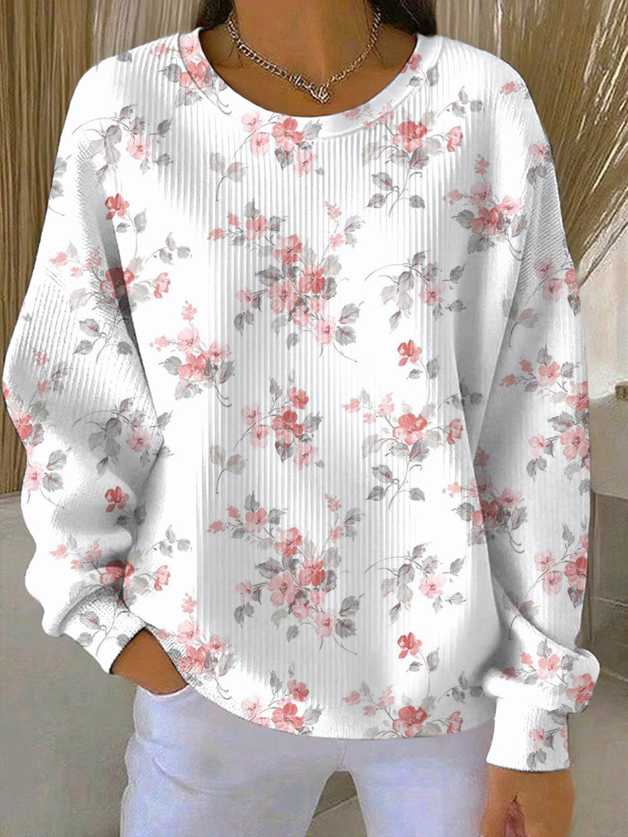 Borstkanker voor dames roze bloemen print casual sweatshirt