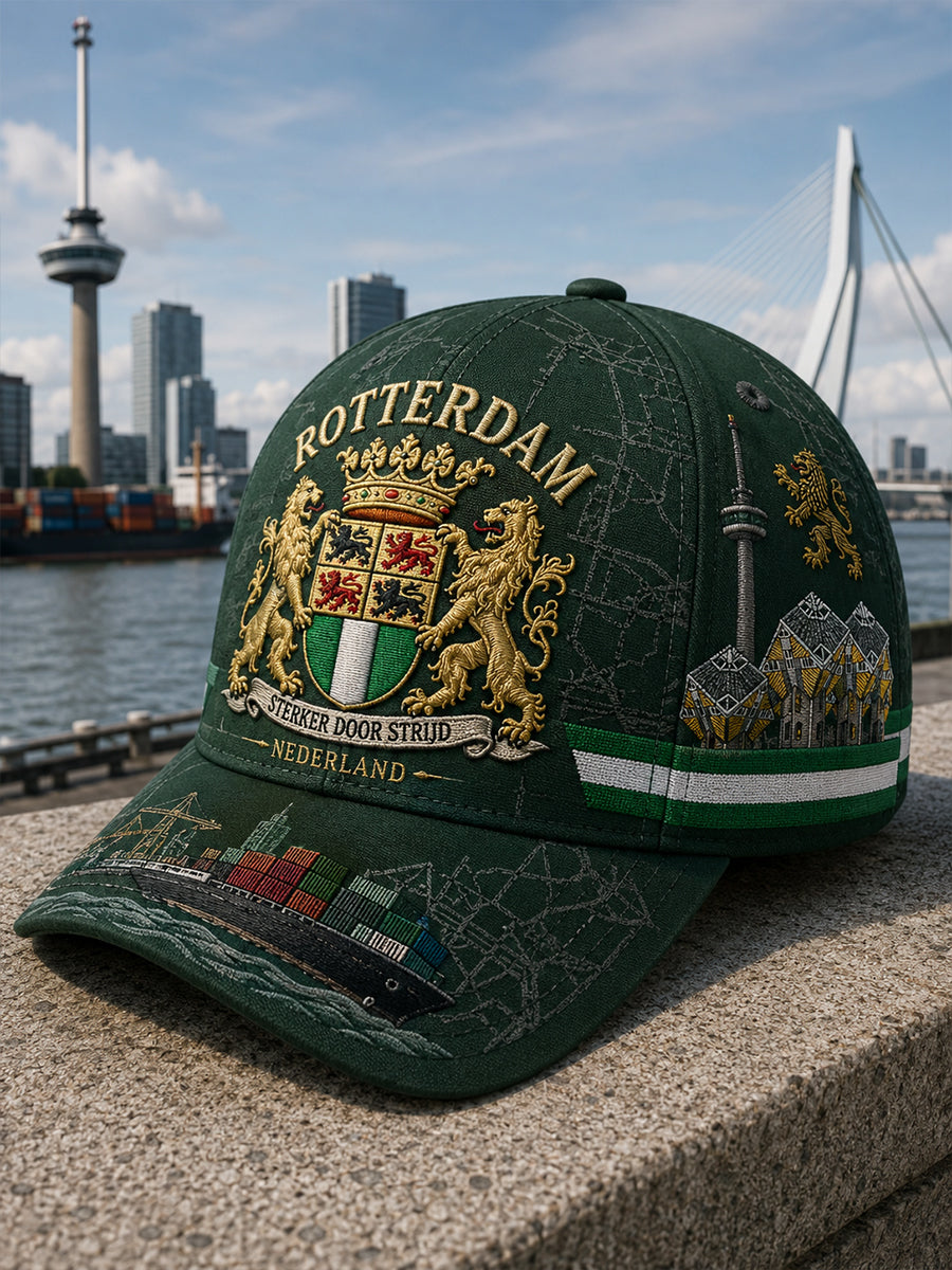 Herenpet met stadsontwerp en grafische print
