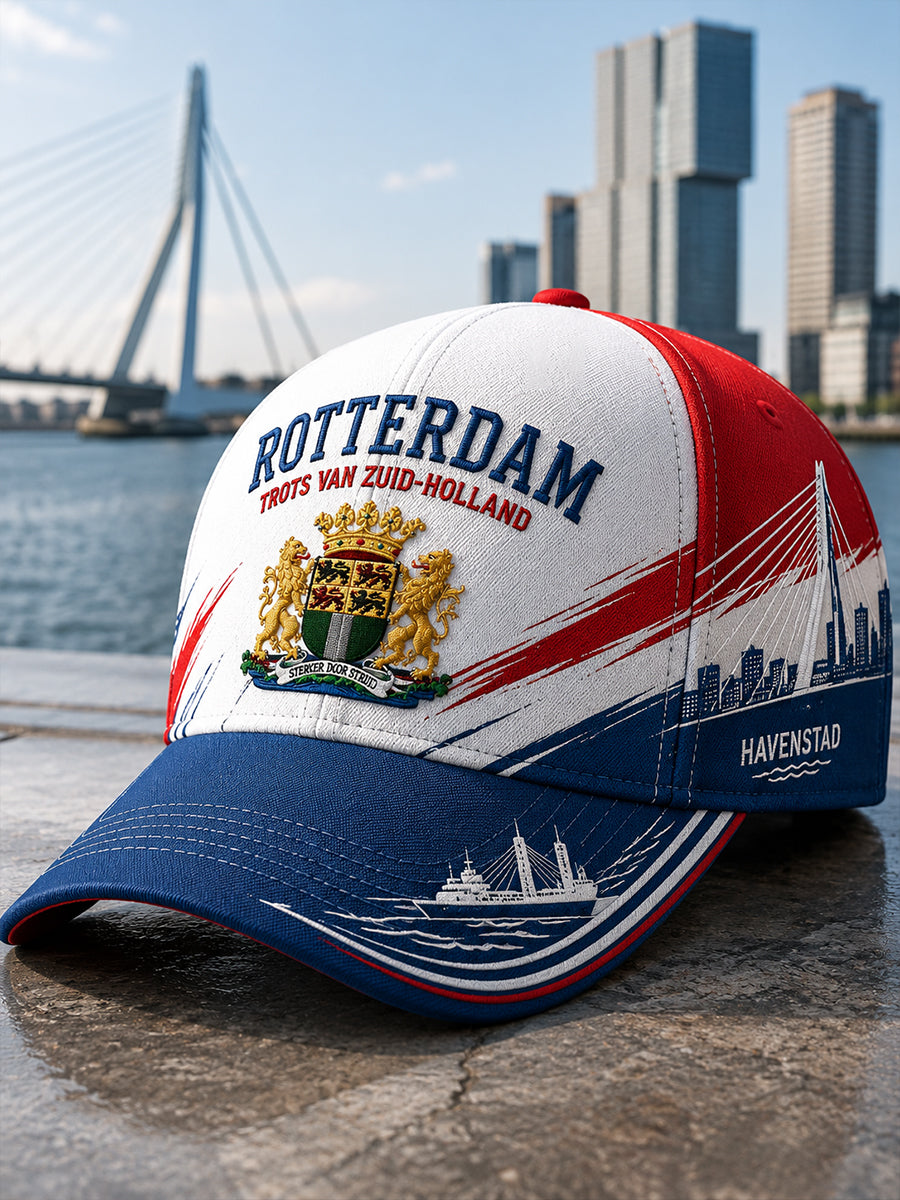 Herenpet met stads- en souvenirprint