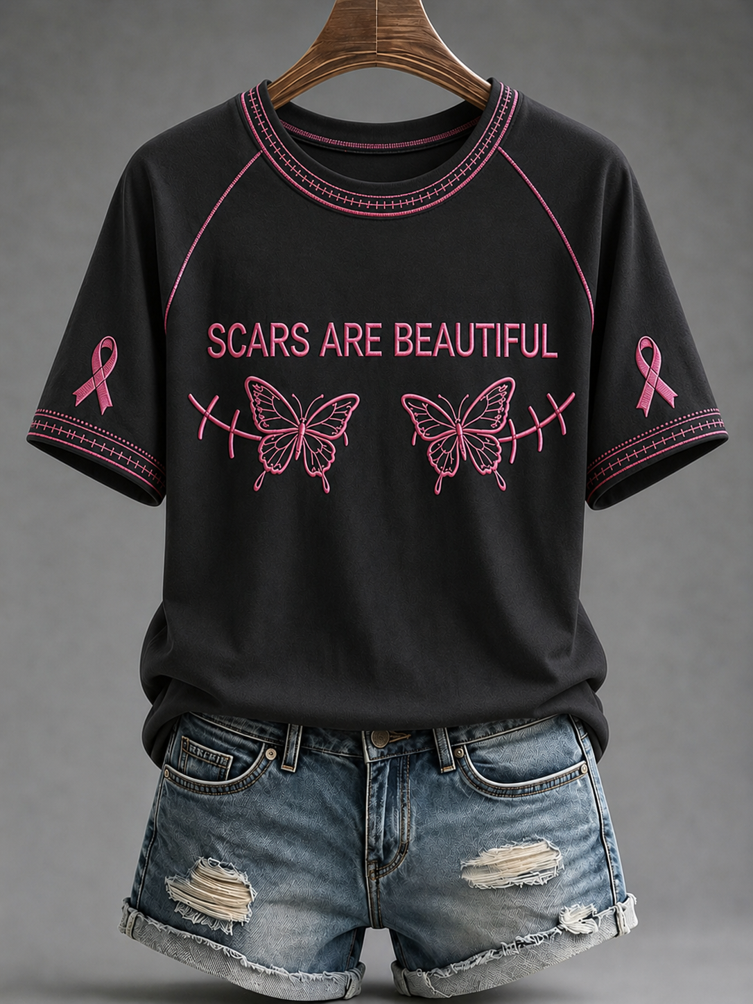 Scars voor dames zijn mooi T-shirt met ronde hals en korte mouwen