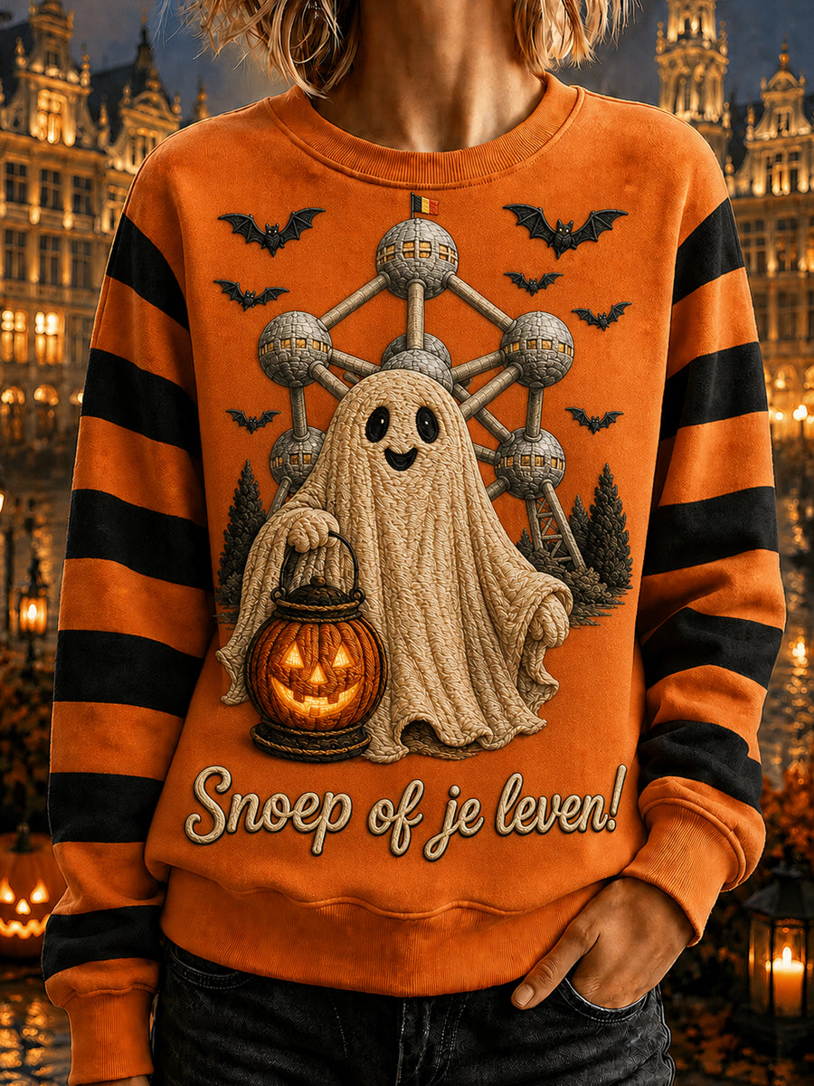Dames België Halloween Gedrukte Sweatshirt met ronde hals en lange mouwen