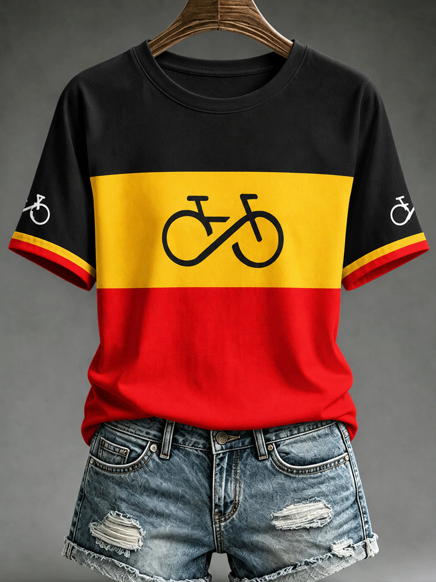 Dames België veldrijden bedrukt vintage mode ruimvallend T-shirt met korte mouwen
