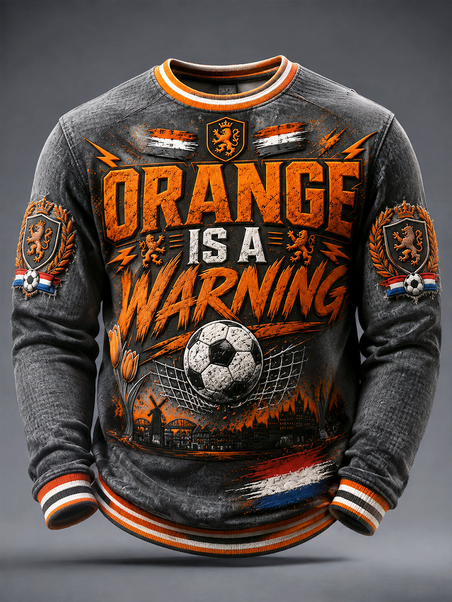 Nederlandse voetbalprint donkergrijs casual T-shirt met lange mouwen voor heren