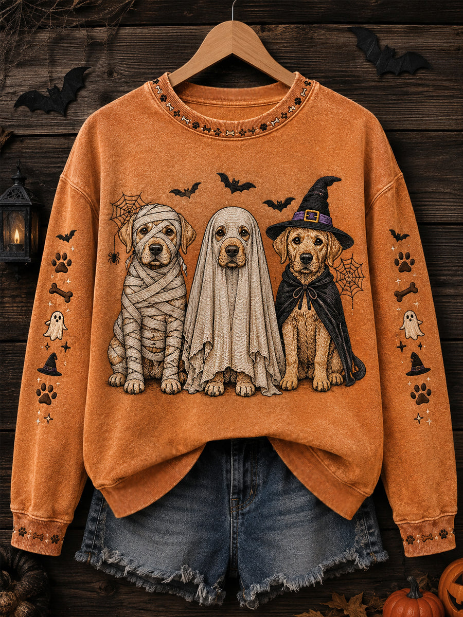 Funny Halloween Honden Print Casual Sweatshirt voor dames