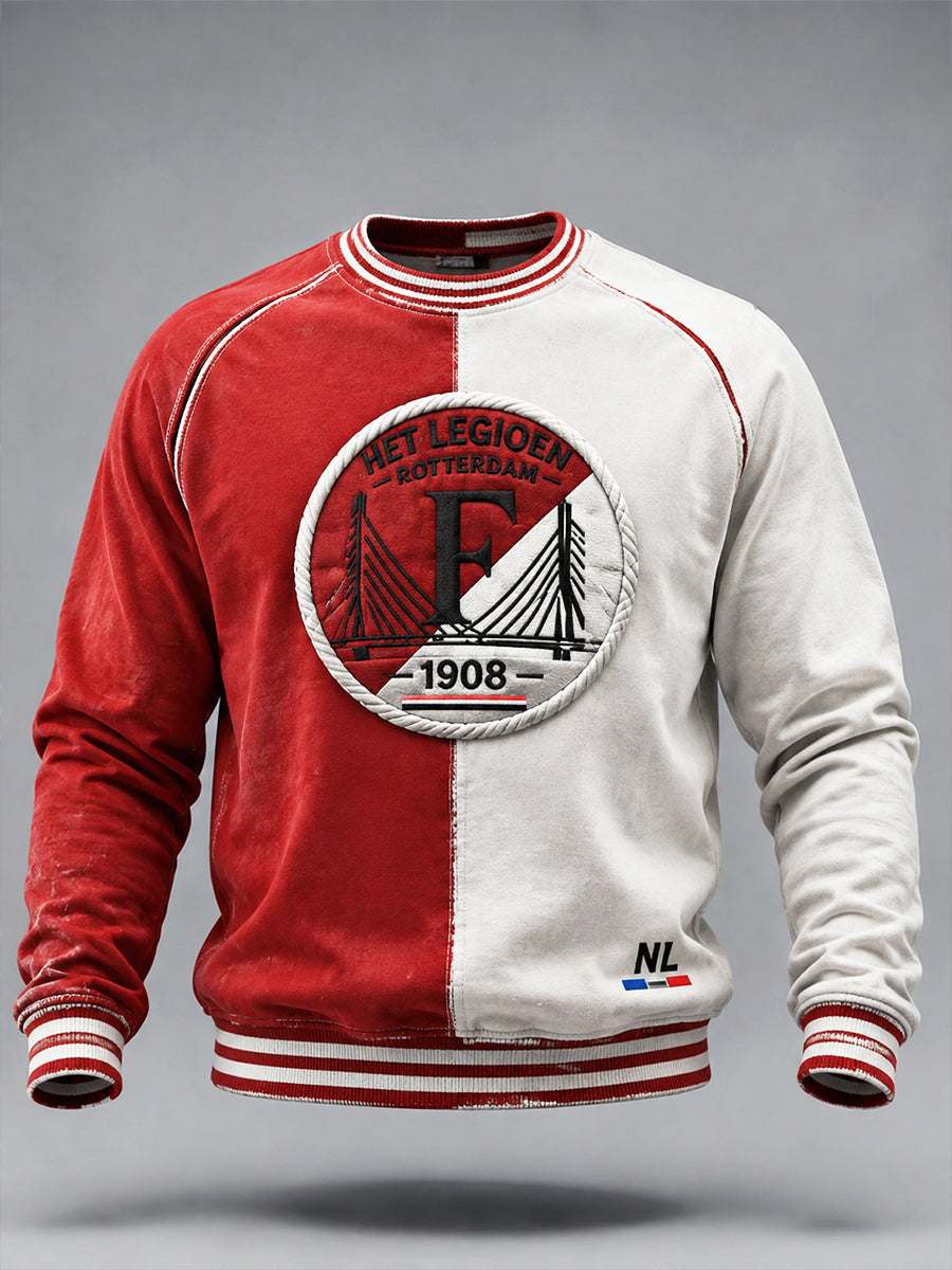 Eredivisie Feyenoord Rotterdam patchwork print casual sweatshirt voor heren