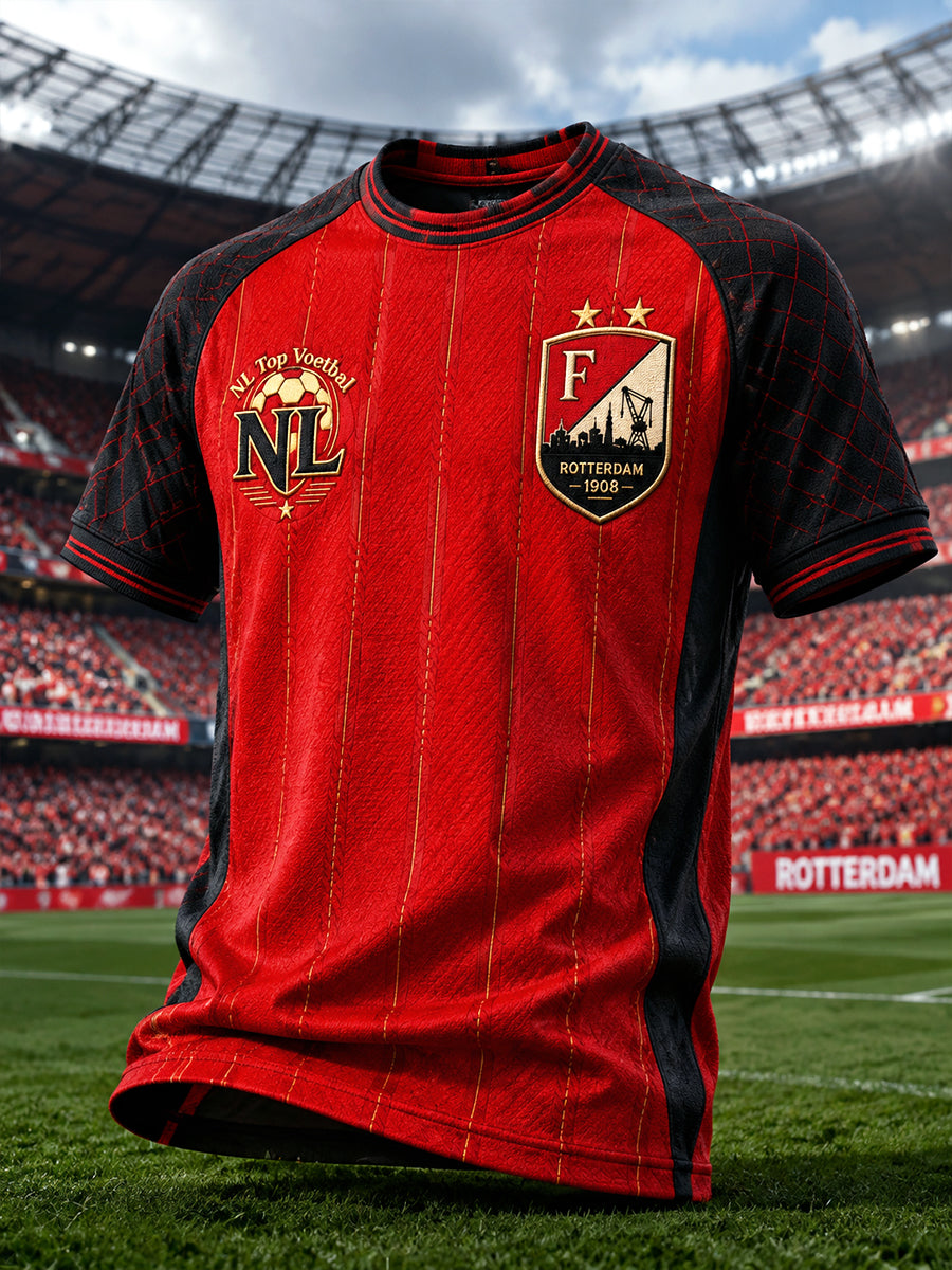 Heren Eredivisie Feyenoord Rotterdam Gedrukt Casual Jersey T-shirt
