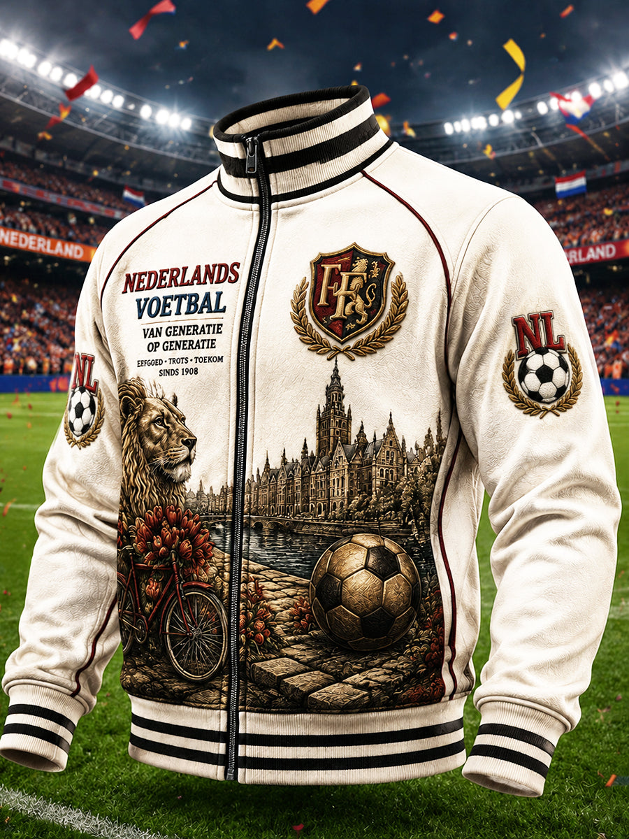 Heren Feyenoord Nederlandse Eredivisie voetbal geprinte casual herfstjack met rits