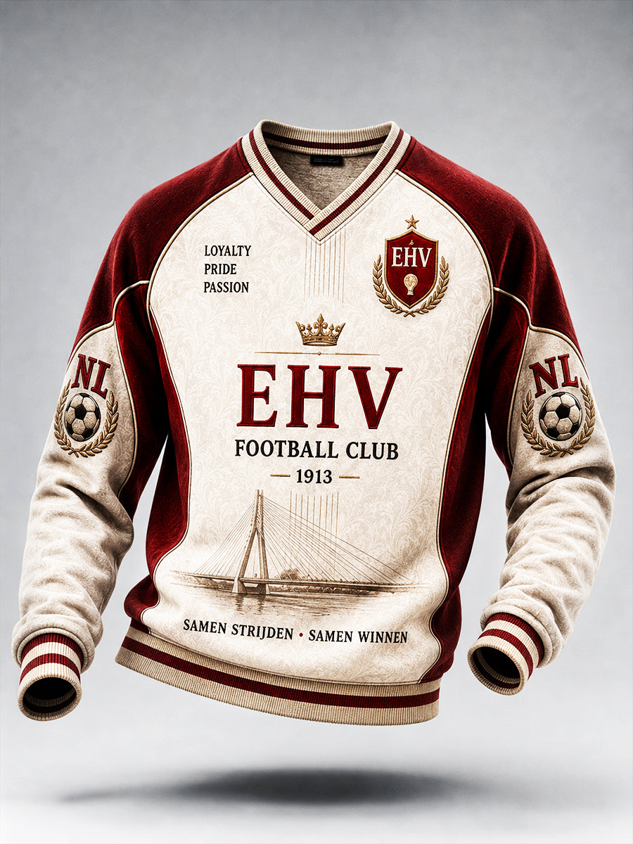 Heren Off-White PSV Eindhoven Eredivisie voetbal patchworkprint sweater met V-hals