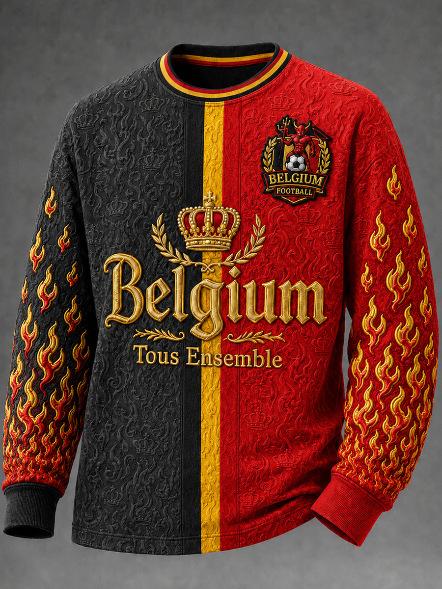 Belgisch voetbal heren T-shirt met lange mouwen en ronde hals