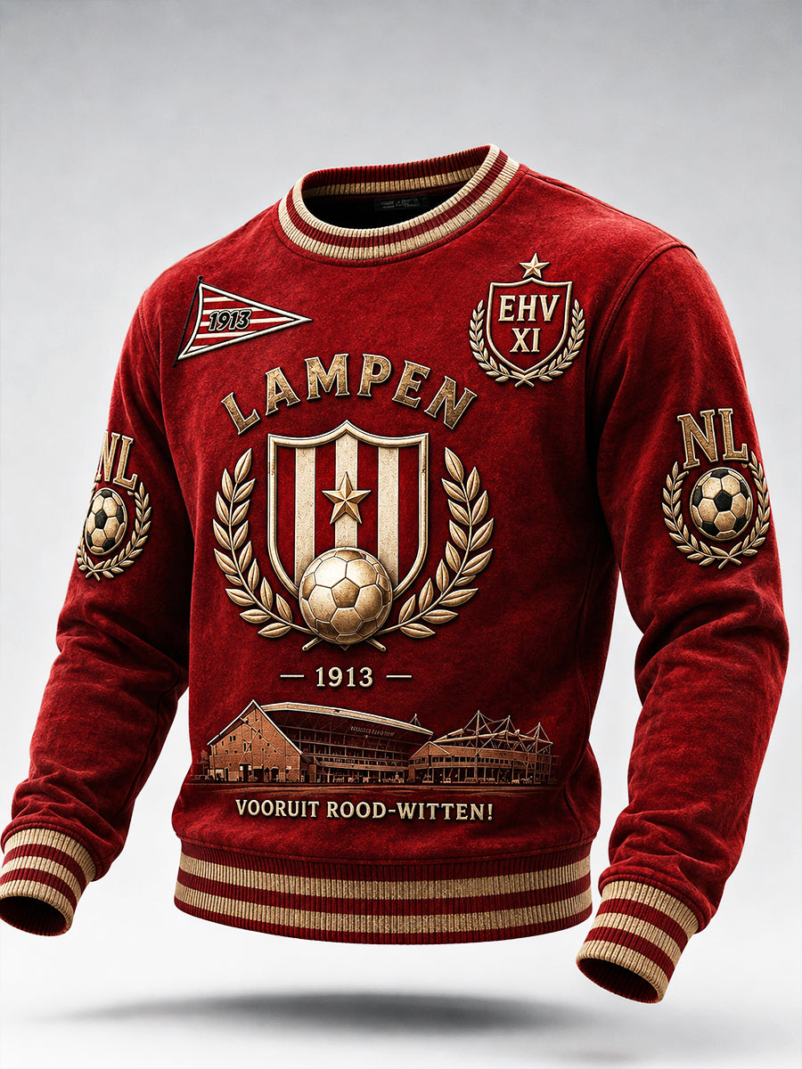 Rood heren-PsV Eindhoven Eredivisie-geprint casual sweatshirt voor voetbal