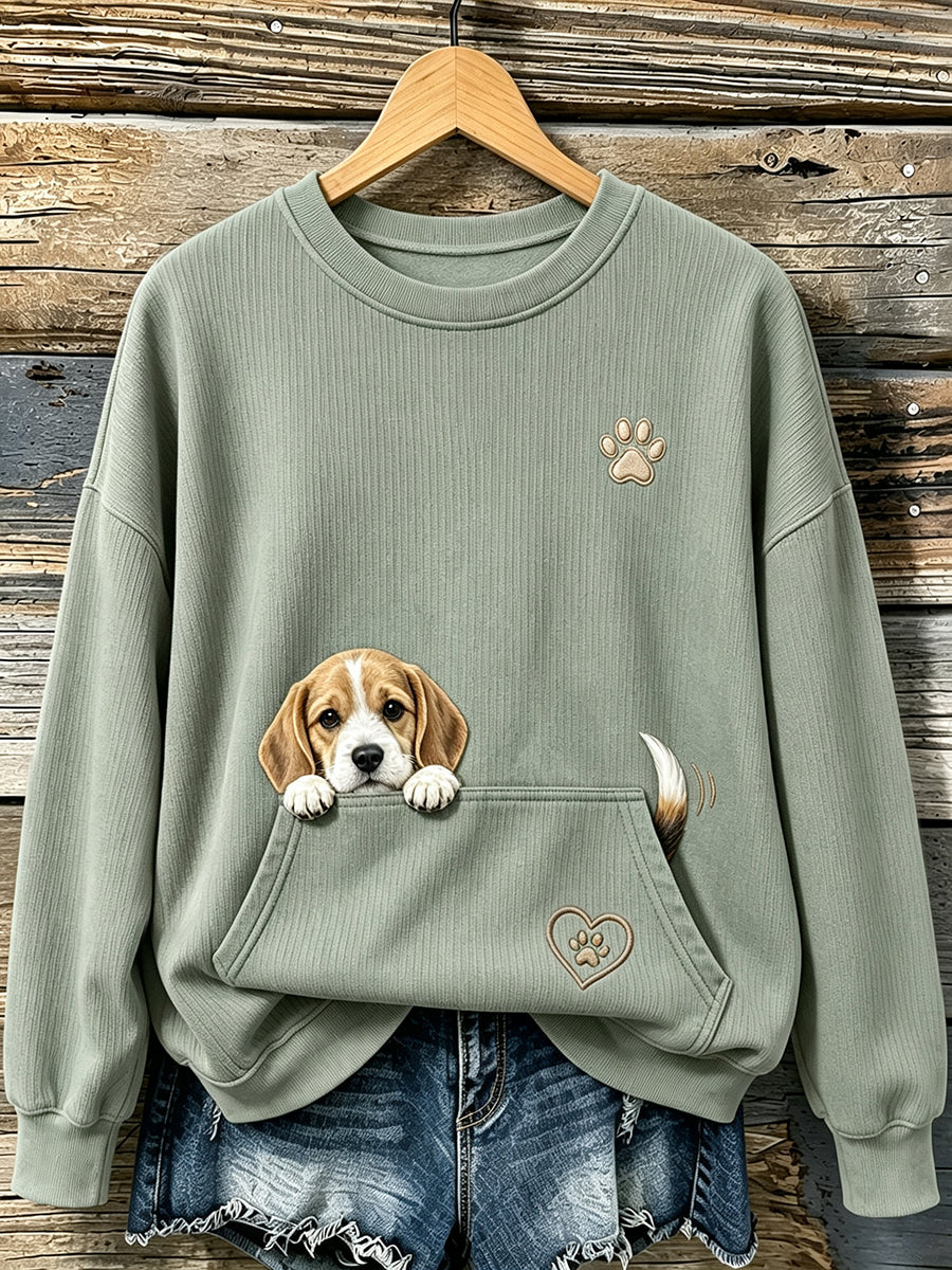Schattige griezelige Beagle & Pows voor dames print sweatshirt met ronde hals