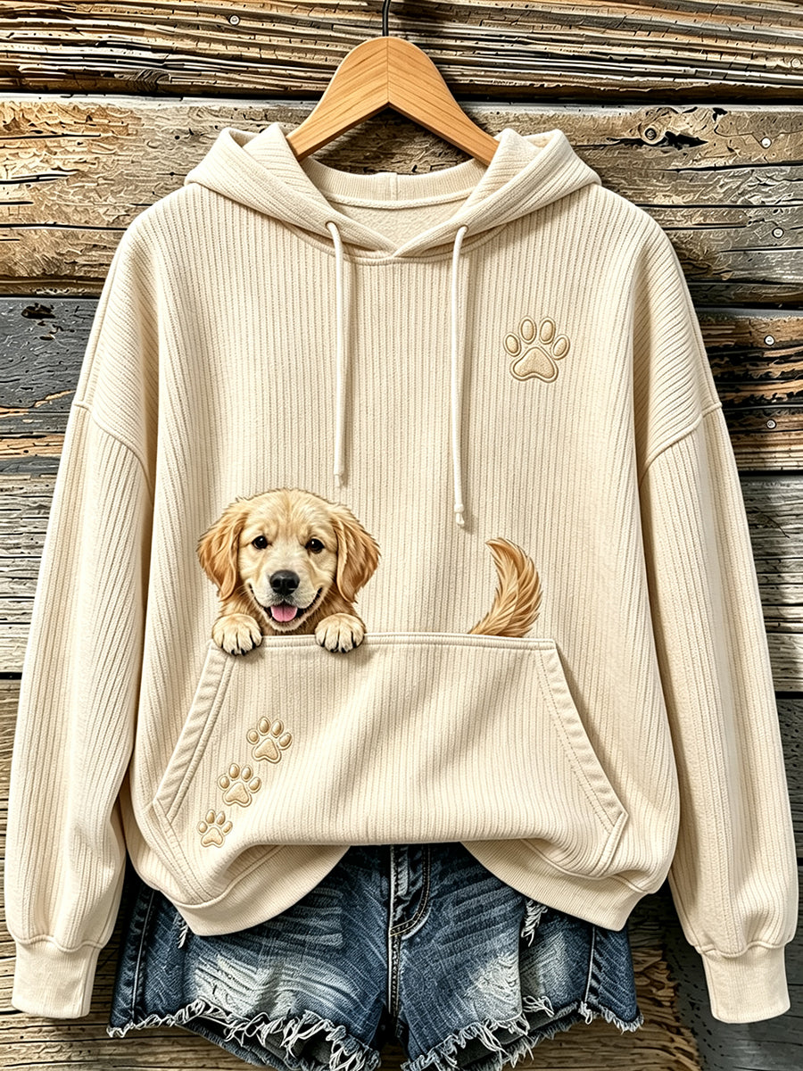 Schattige griezelige gouden retriever & Paws voor dames print een knusse trui met capuchon
