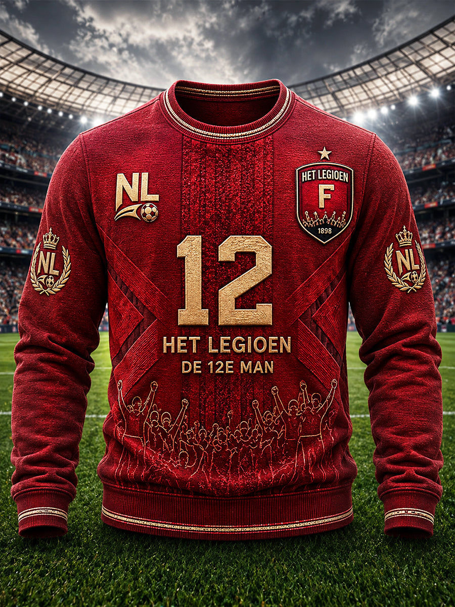 Red Holland Feyenoord Football Club Bedrukte Casual Sweatshirt voor heren