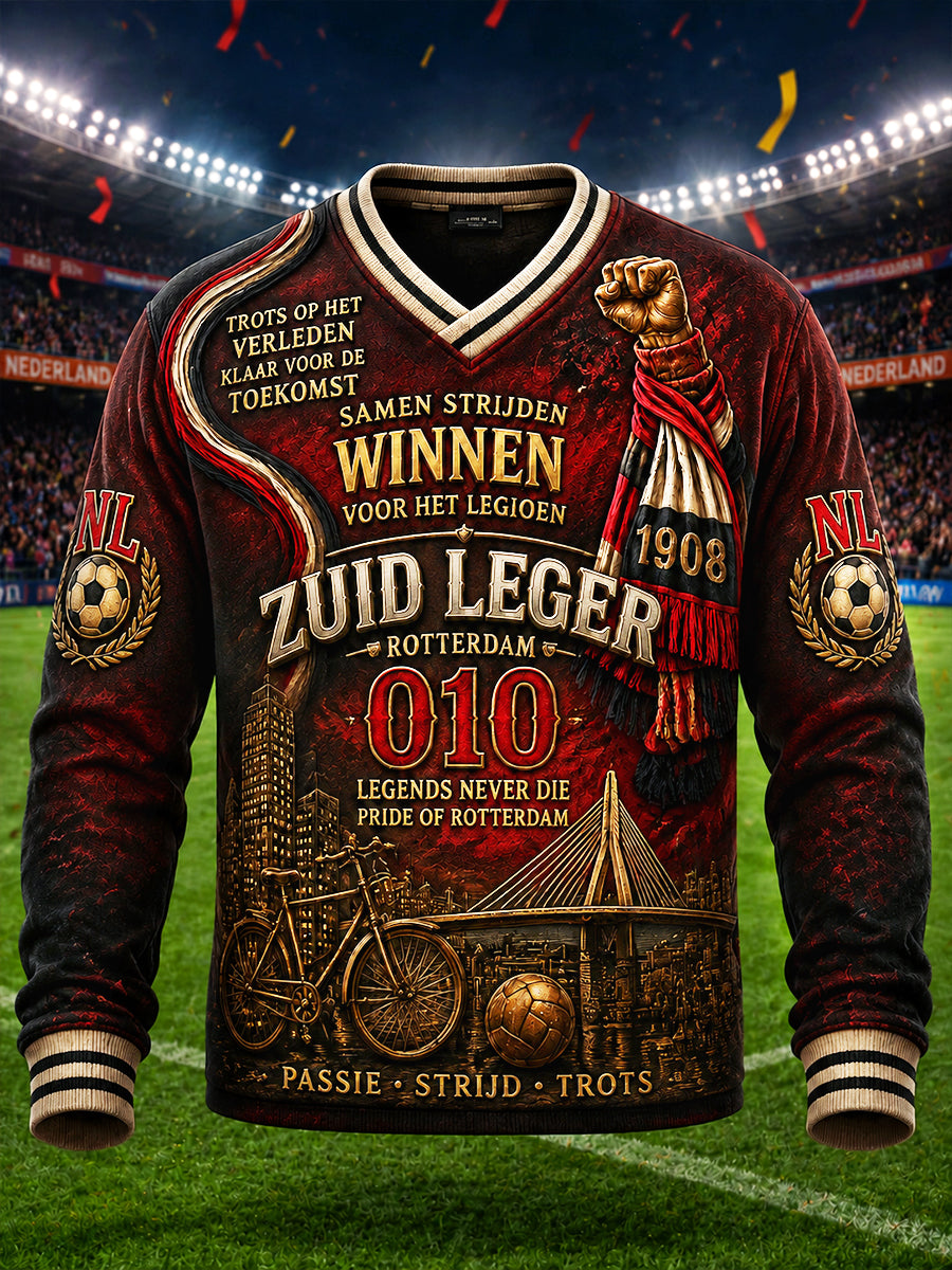 Nederlandse Eredivisie Feyenoord Football Club Gedrukt casual V-hals Sweatshirt