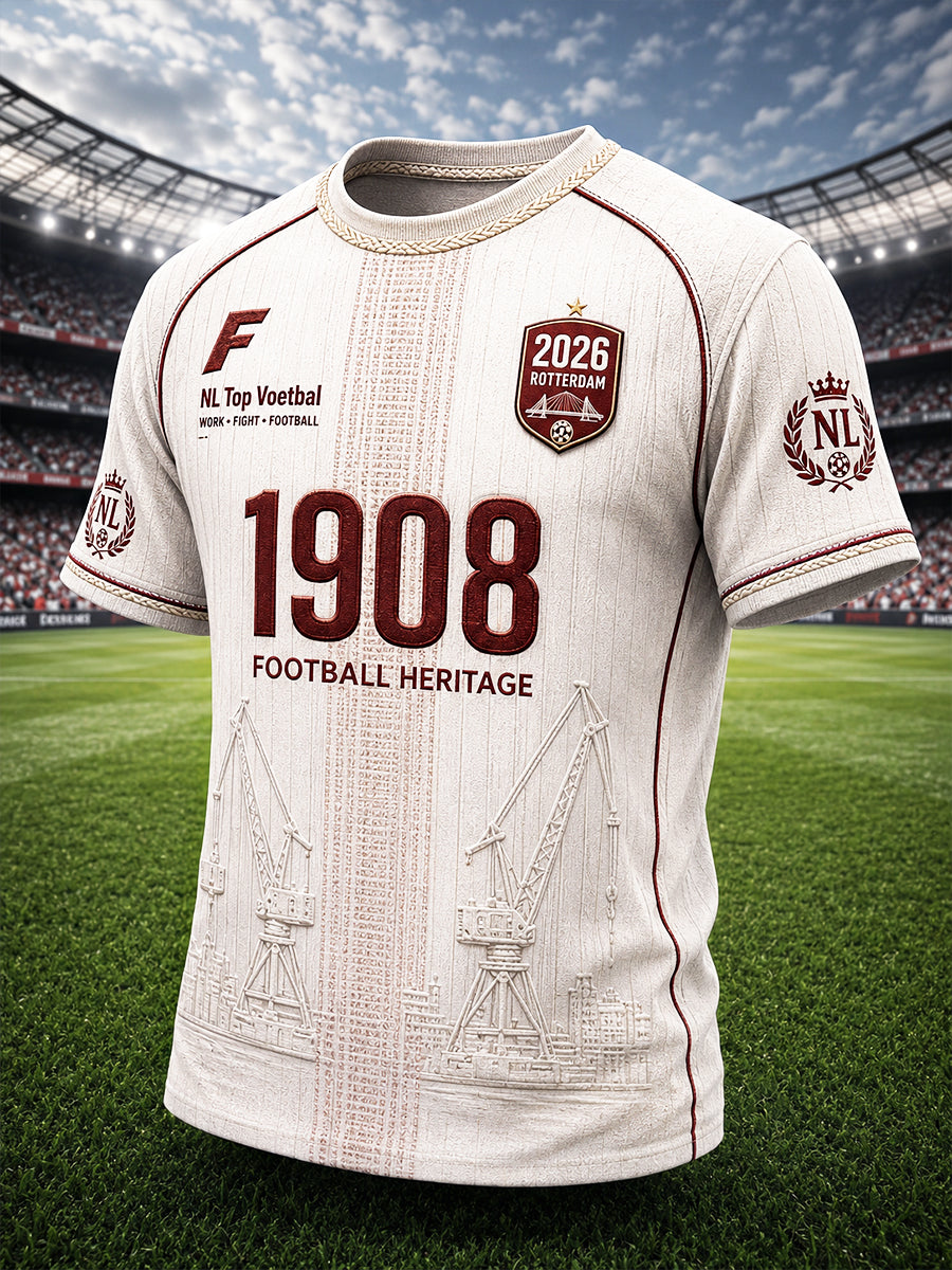 Gevallen wit Feyenoord Football Club gestreepte T-shirt met streepprint