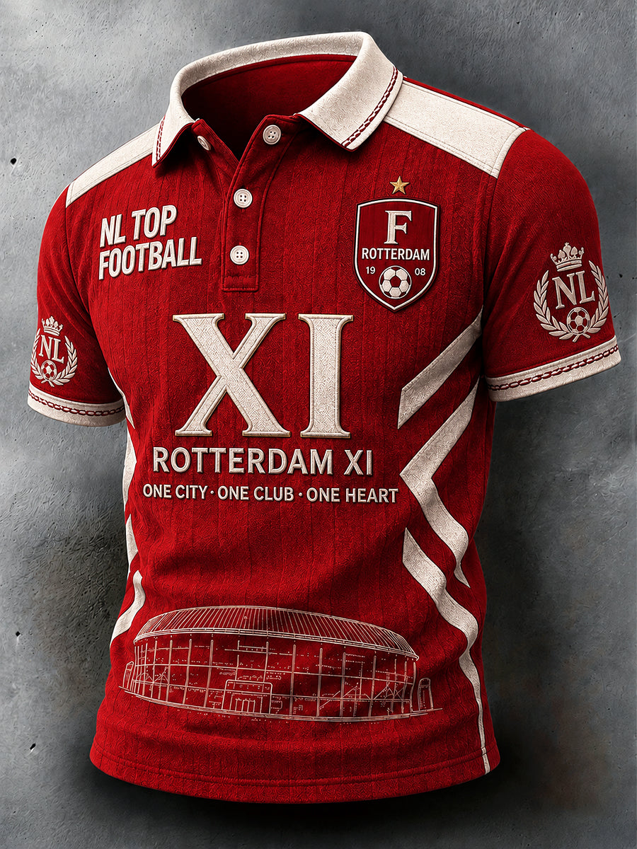 Rode Feyenoord voetbalclub heren casual poloshirt met print
