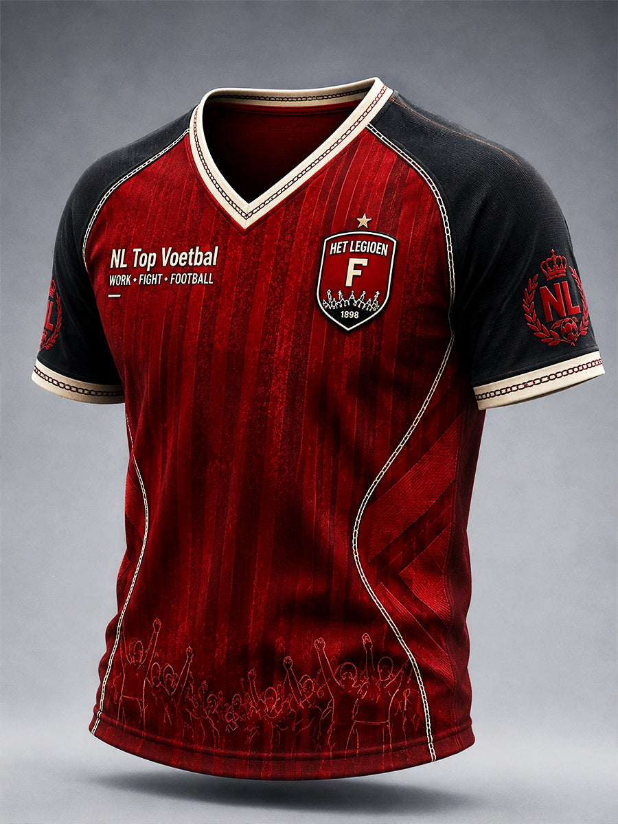 Red Feyenoord Football Club Gestreepte print casual V-hals T-shirt