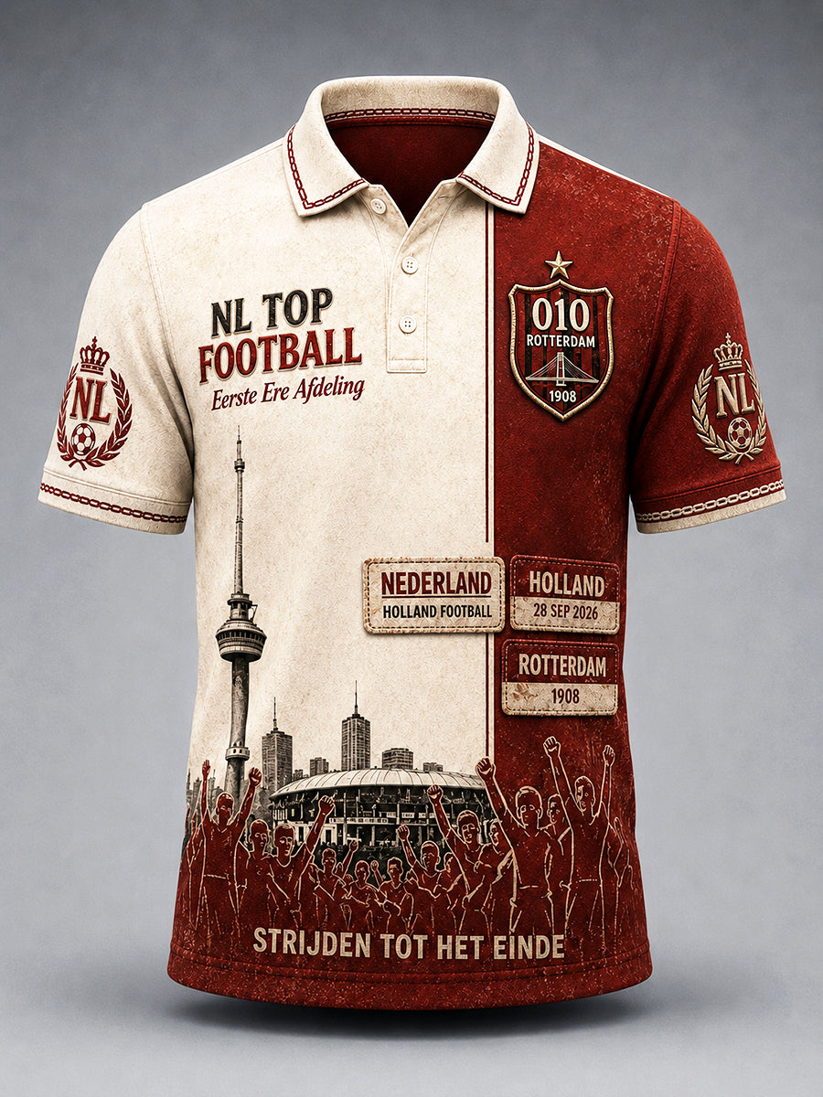 Nederlandse Feyenoord Football Club Patchwork heren-Casual poloshirt met opdruk