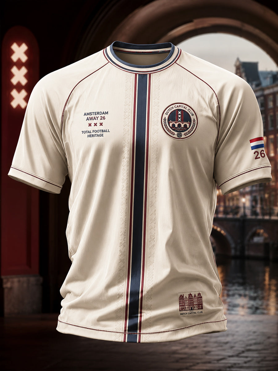 Voetbalshirt voor heren met grafische print en raglanmouwen, korte mouwen