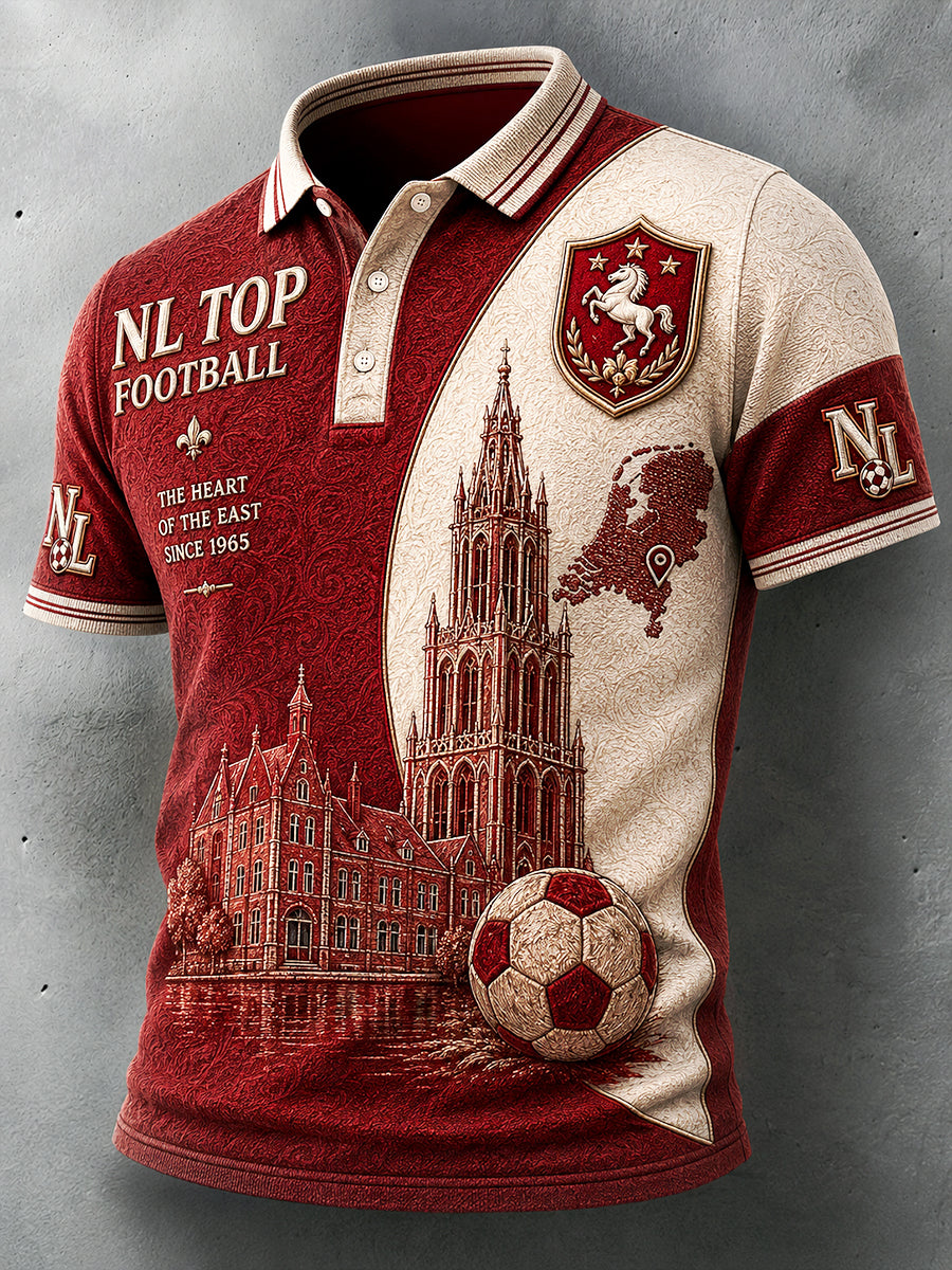 Heren Eredivisie FC Twente voetbalprint casual poloshirt