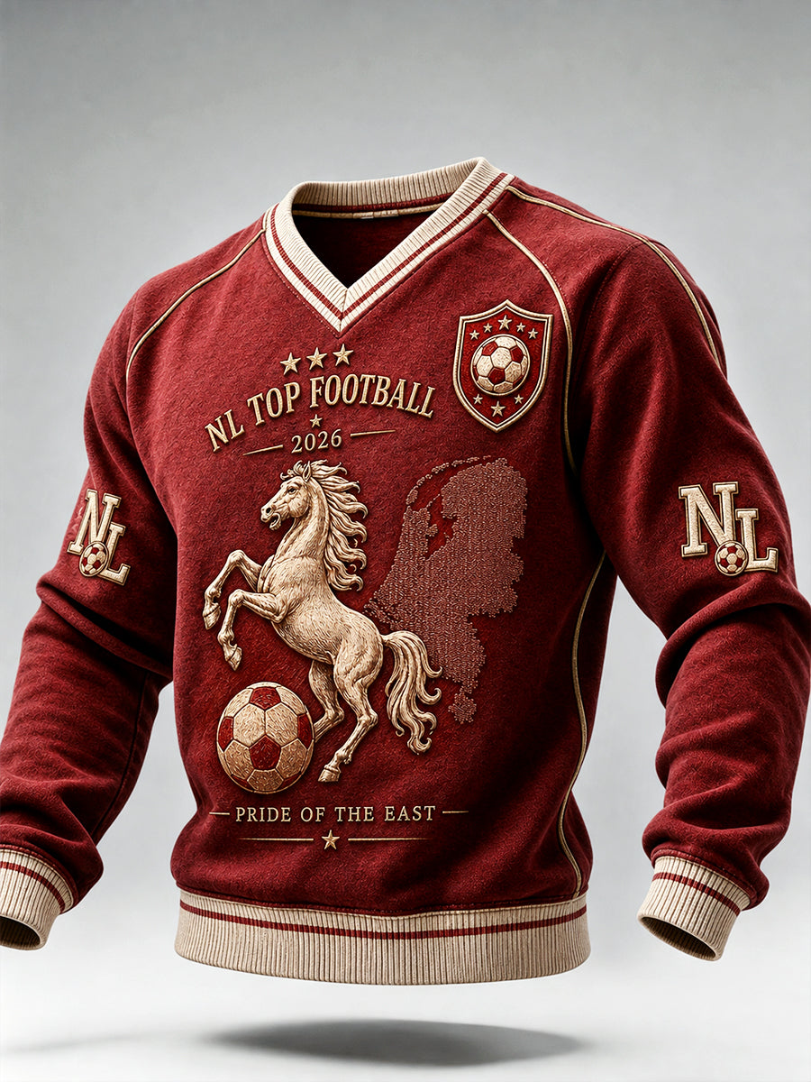Heren Eredivisie FC Twente Maru-print casual sweatshirt met V-hals