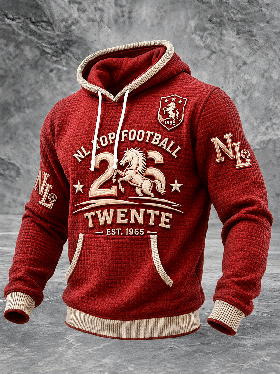 Rood, informeel FC Twente-sweatshirt met capuchon en Eredivisie-print voor heren