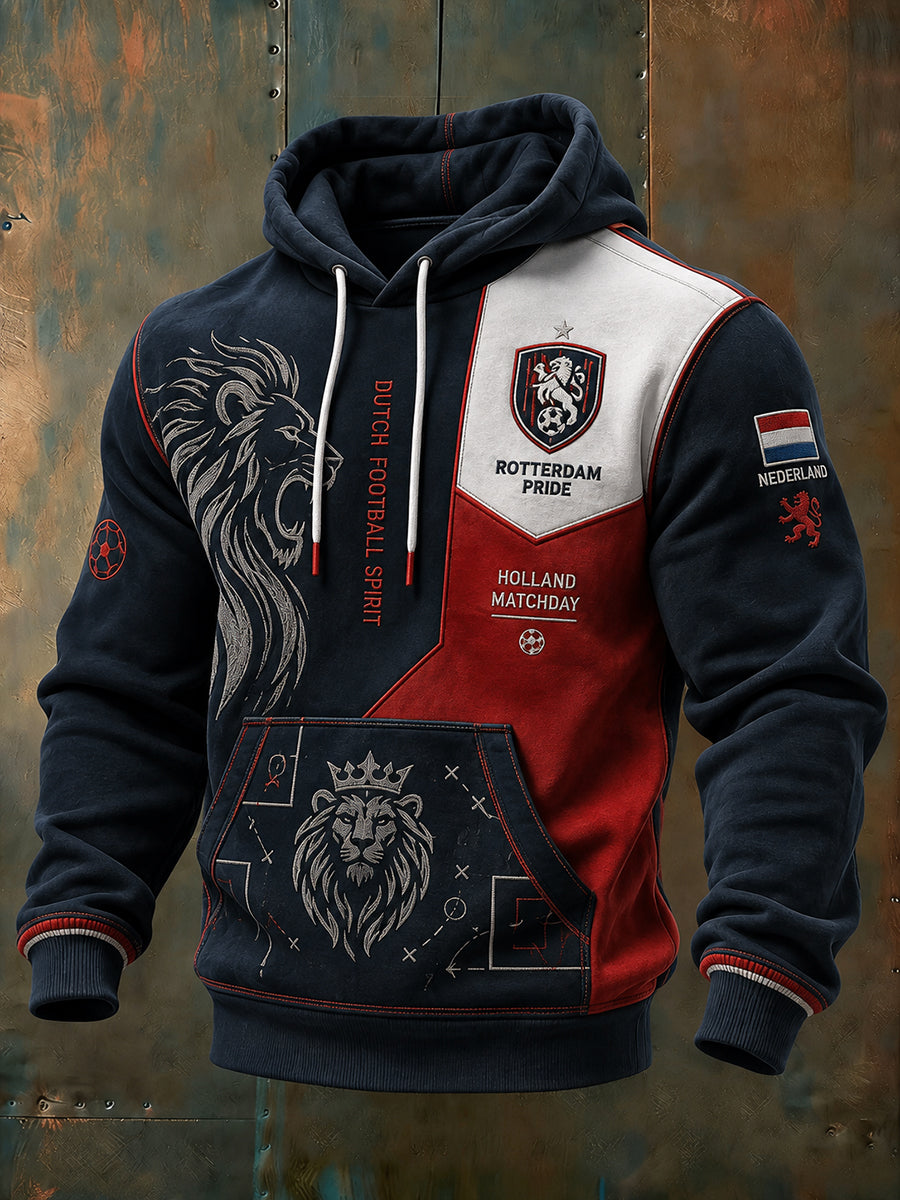 Herenhoodie met lange mouwen en voetbalprint