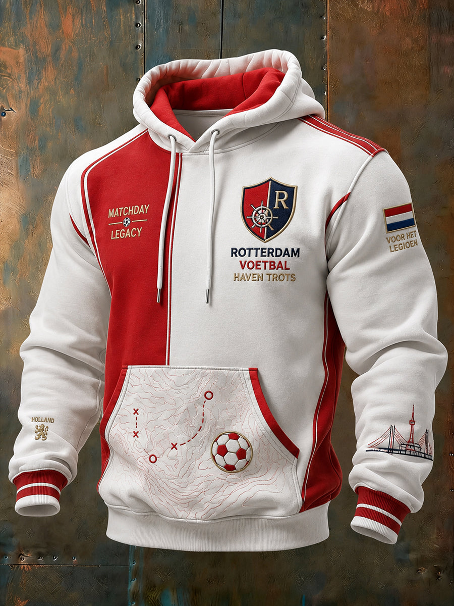 Herenhoodie met lange mouwen en voetbalprint