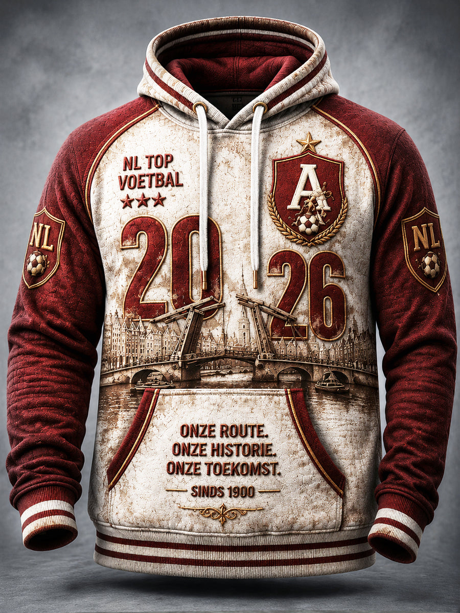 Nederland Ajax voetbal patchwork print casual sweatshirt met capuchon