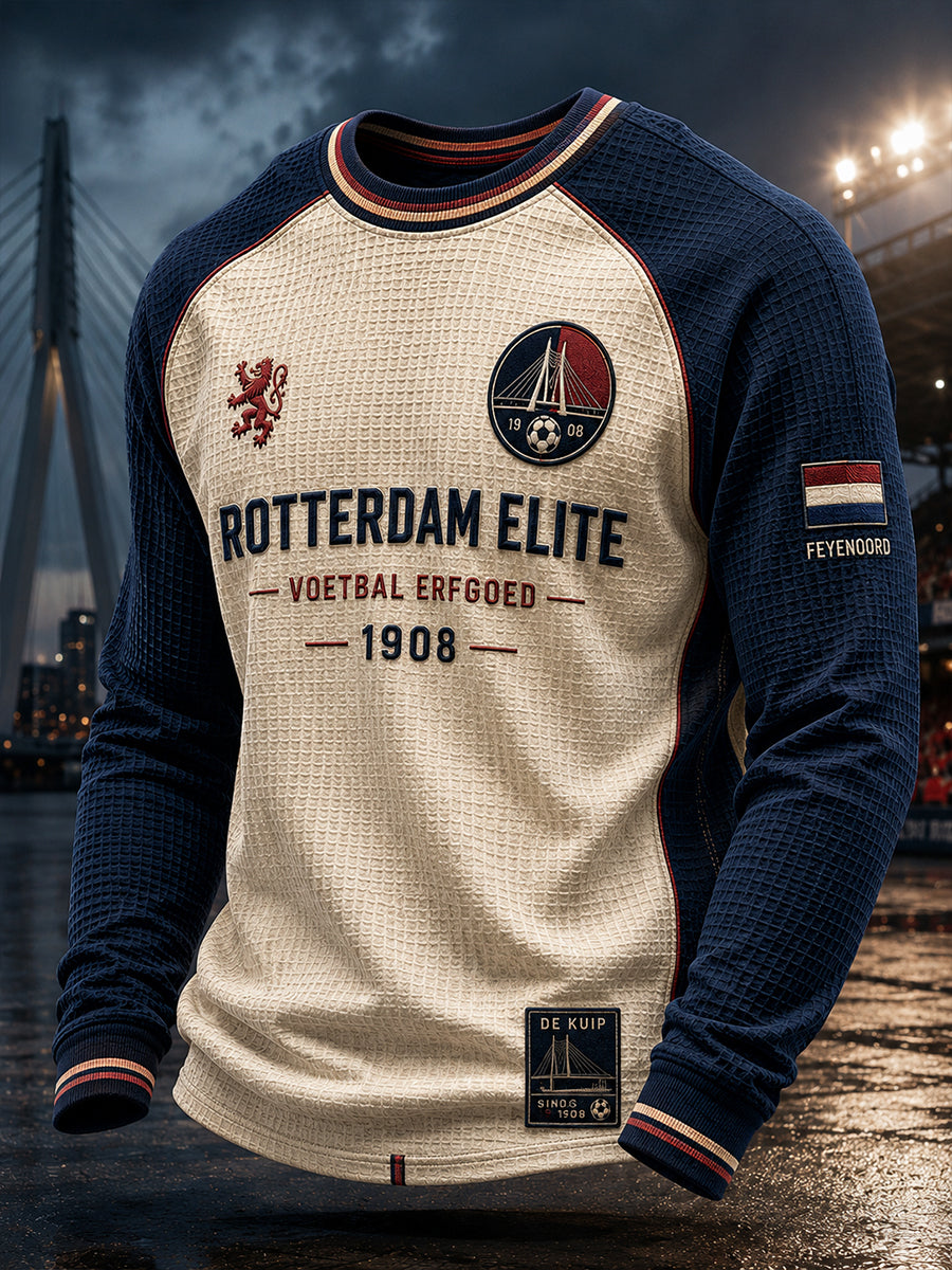 Heren voetbal met thema print wafel Raglan lange mouw