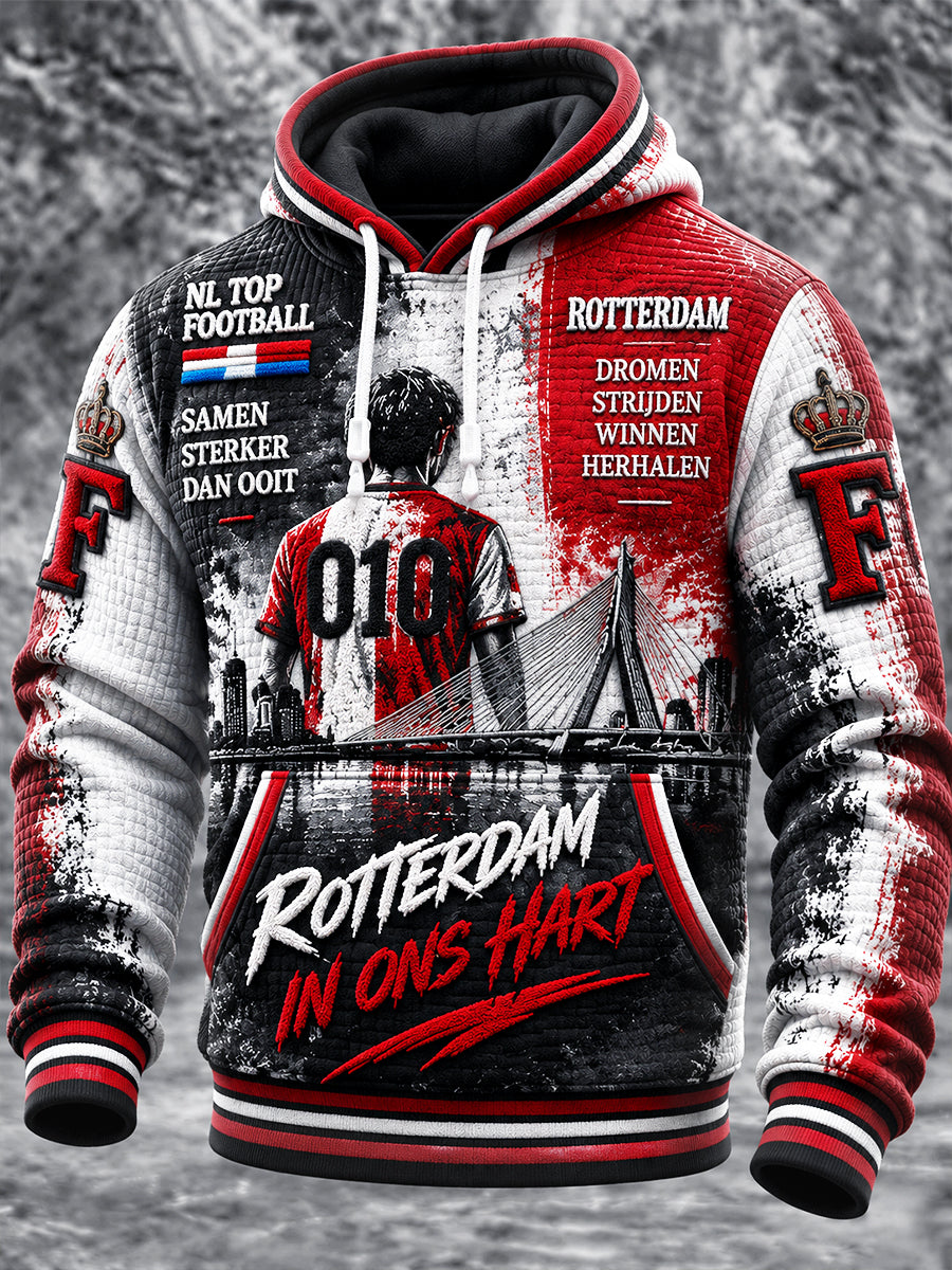 Nederlandse Feyenoord voetbal-Gedrukt casual sweatshirt met capuchon