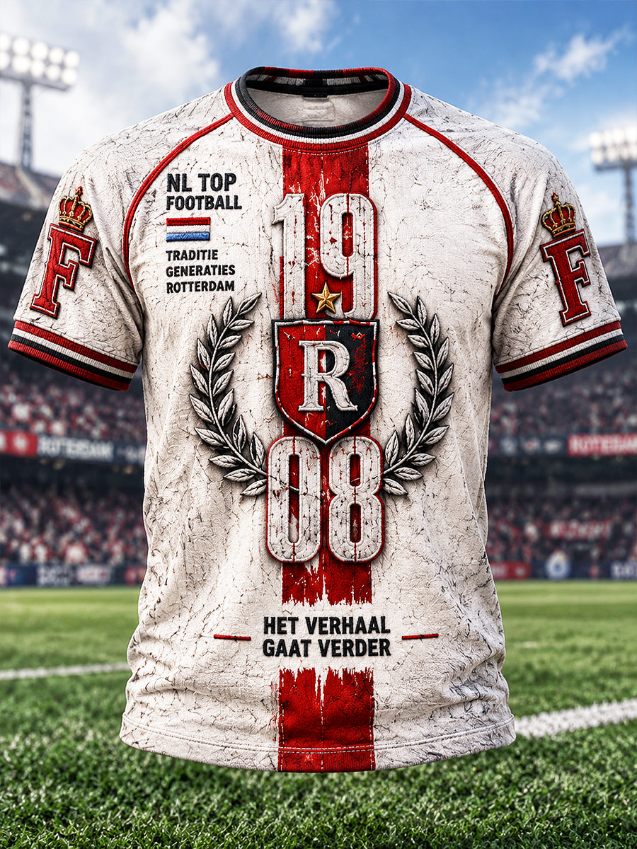 Retro Nederlandse Feyenoord voetbalprint casual T-shirt voor heren