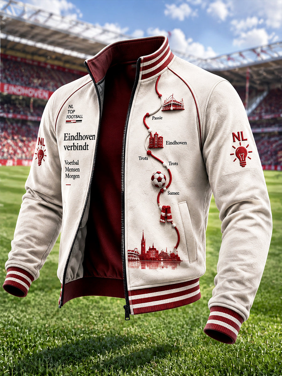 Wit heren PSV Eindhoven 2026 Gedrukt casual jack met rits