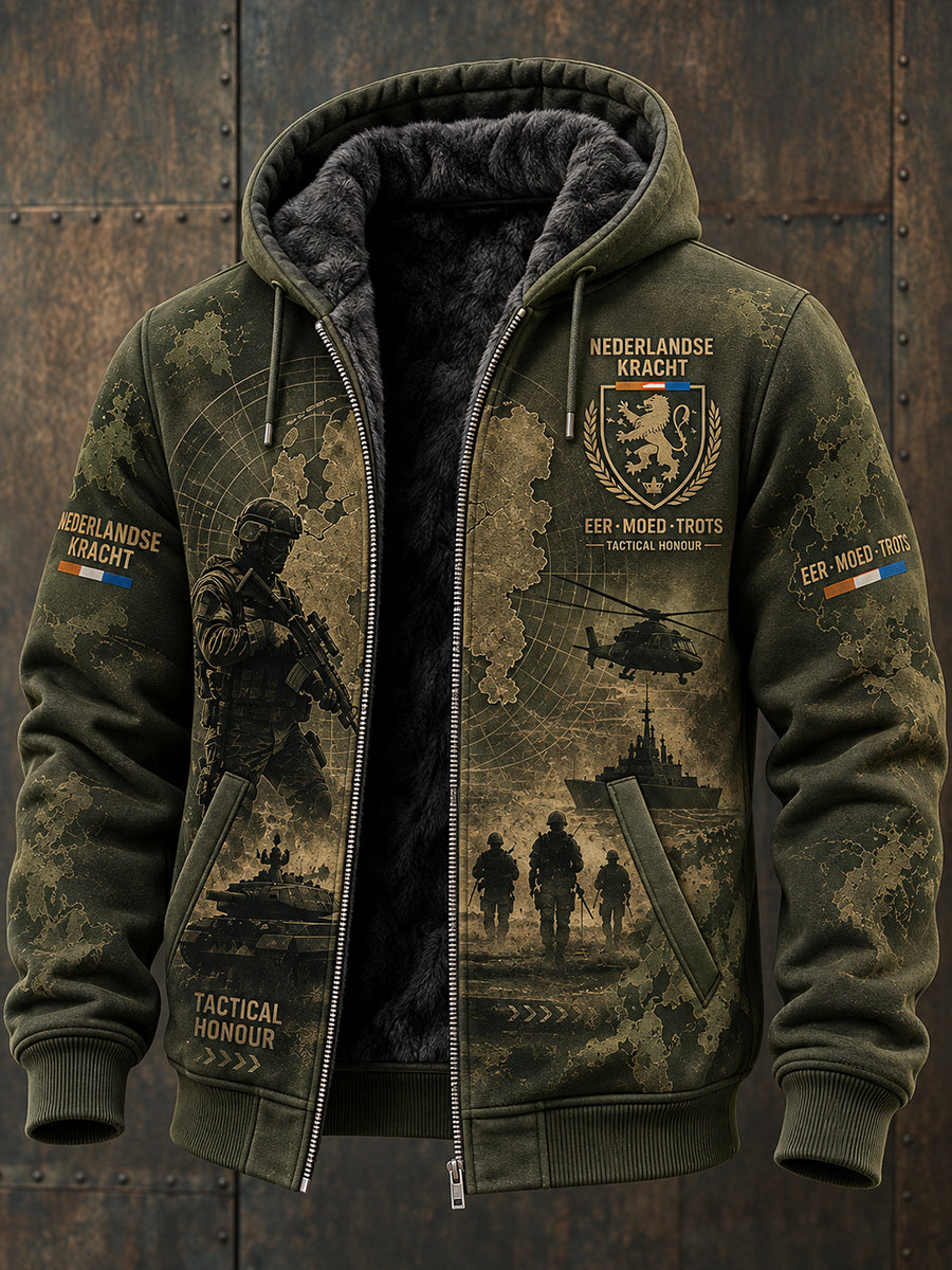 Herenjack met lange mouwen en camouflage met veteraanthema en herdenkingsafdruk