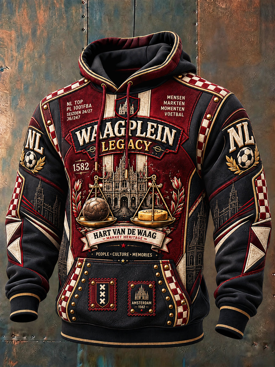 Nederlandse Eredivisie AZ Alkmaar Patchwork Print casual en trendy sweatshirt met capuchon