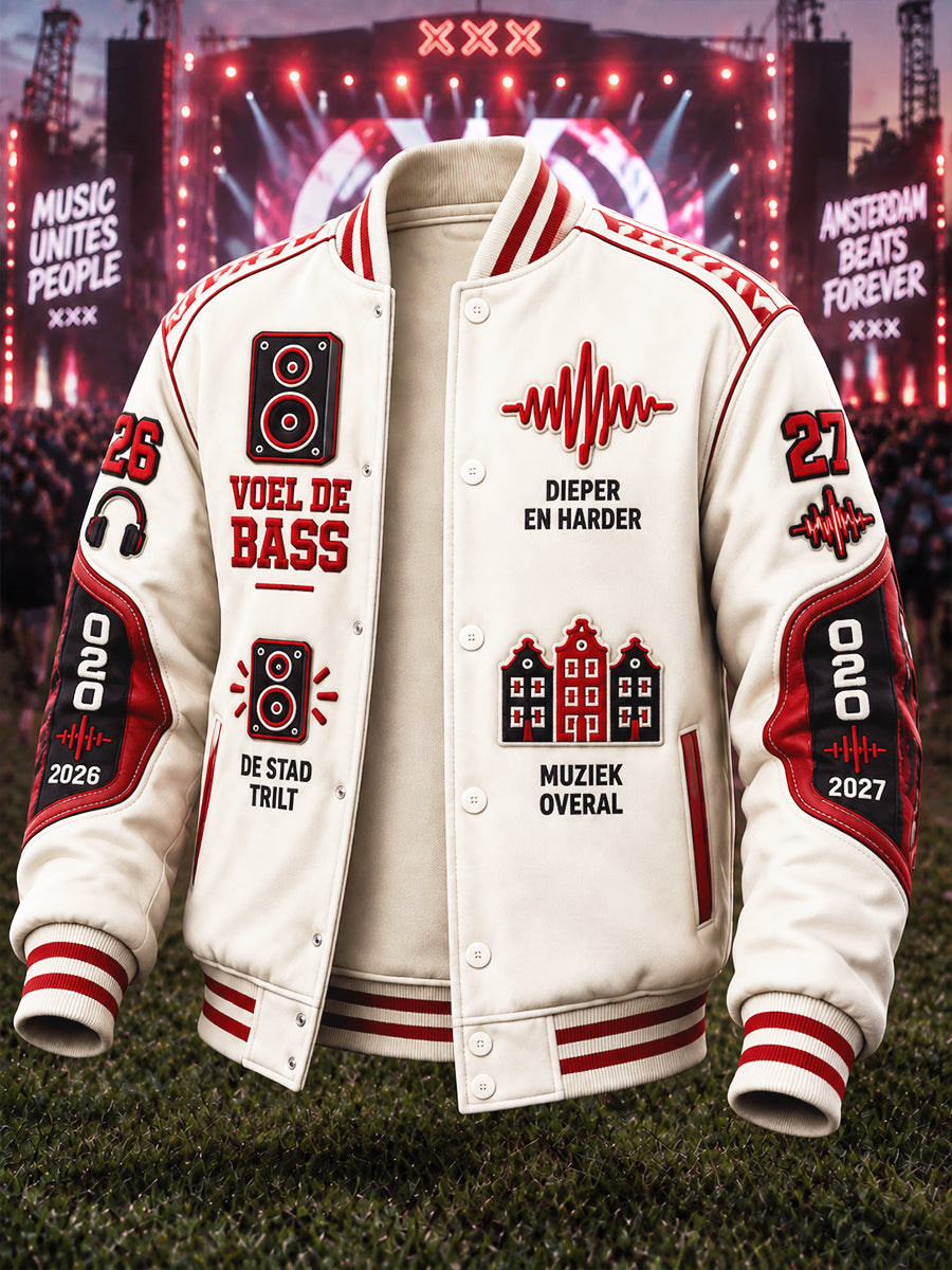 Off-White heren Amsterdam Electronic Music Festival Print Casual Baseball Jacket