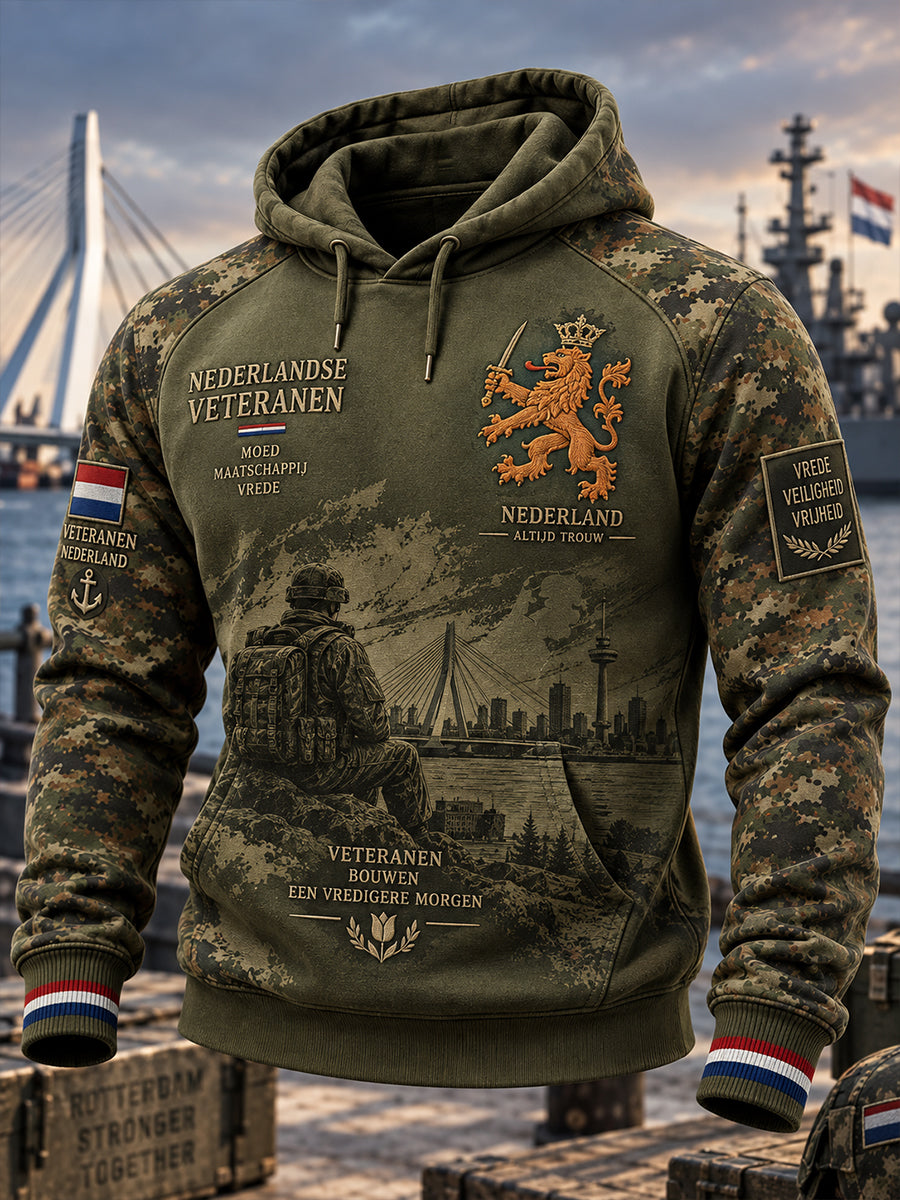 Veteran Memorial Camo-Print Hoodie met lange mouwen voor heren