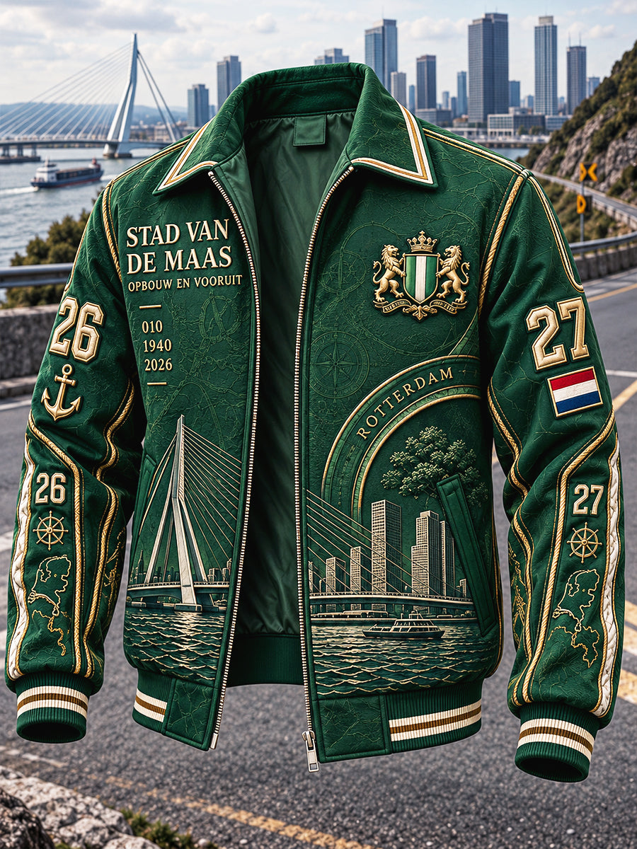 Groene damesjas met lange rits voor heren