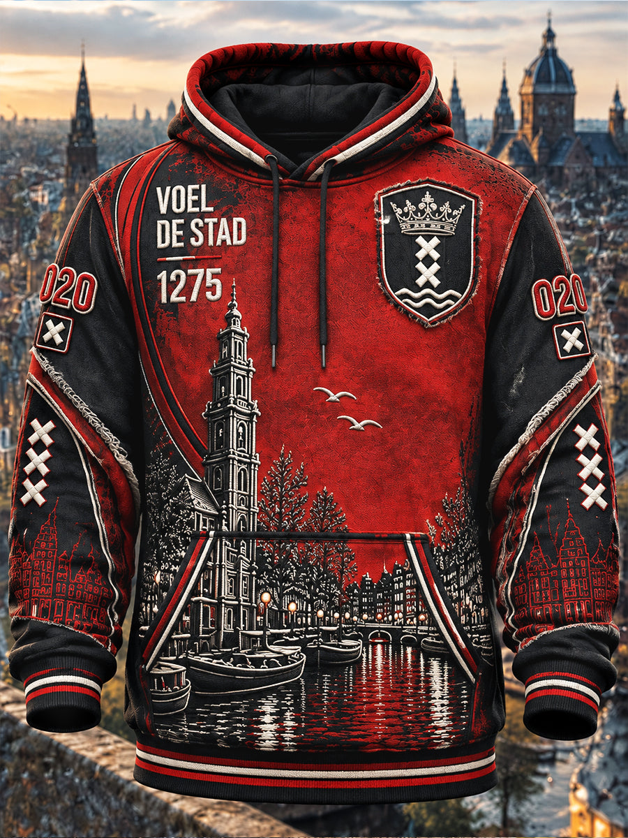 Sweatshirt met capuchon voor heren in Amsterdam City Print