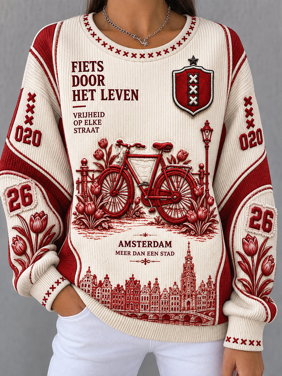Casual sweatshirt voor dames met off-white stedenprint in Amsterdam