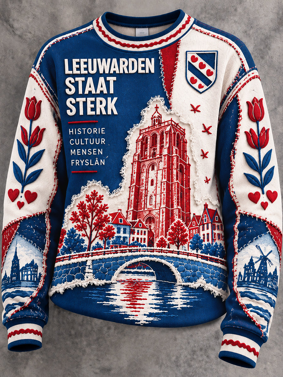 Nederlandse Friesland print casual sweatshirt voor dames