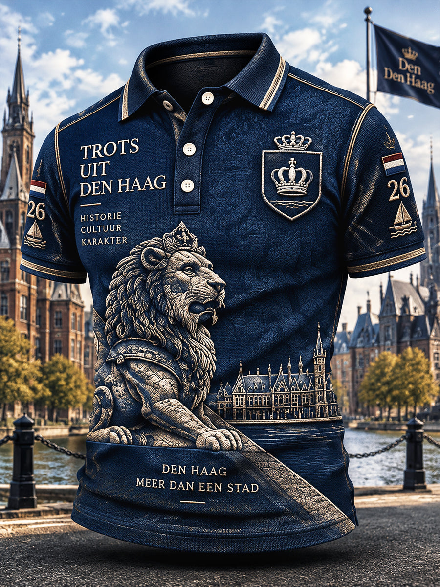 Casual heren met opdruk Nederlandse Haagse Leeuw Poloshirt