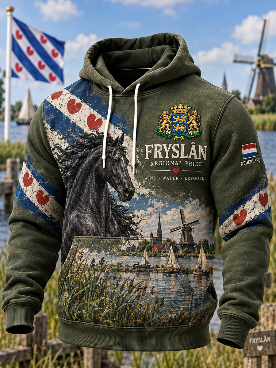 Herenhoodie met lange mouwen en grafische print ter herdenking van de stad