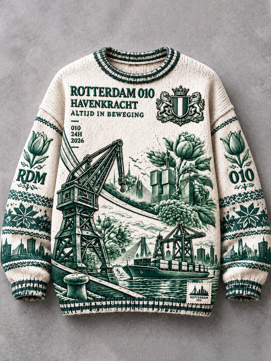 Vrijetijdspullover voor dames met Rotterdam-stadprint, herfst/winter