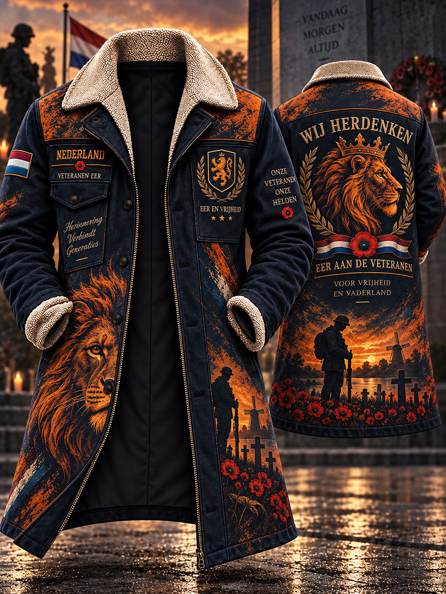 Veteran Memorial lange jas met grafische print voor heren